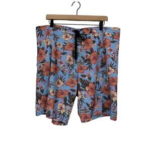 Brooklyn Clothes Mens Stretch Boardshort Blue Floral Size 36